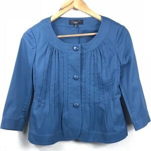 Talbots Blue Blazer Pleated Detail Size 2P